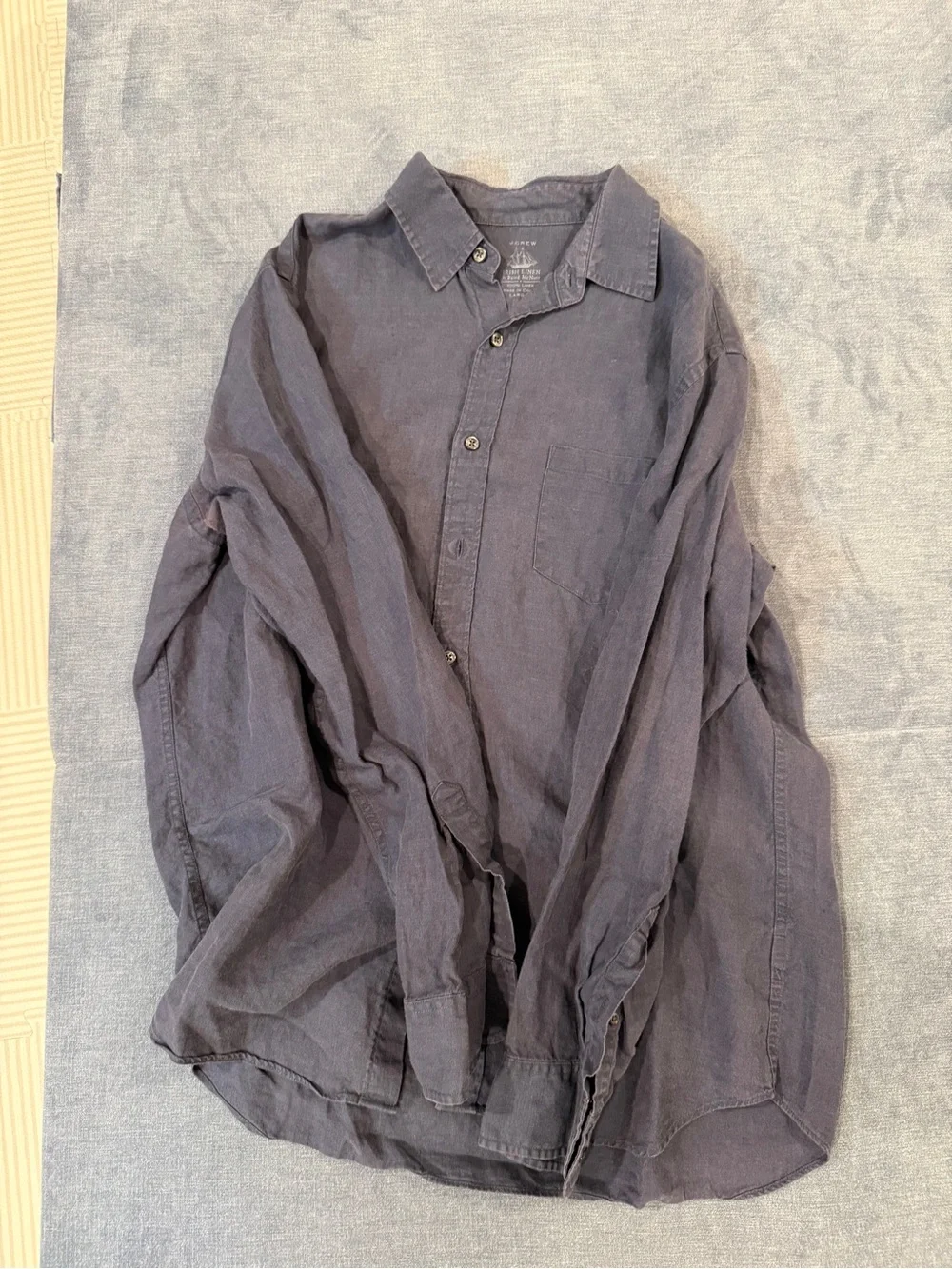 J. Crew Men's Casual Linen Button-Down Shirt — Blue
